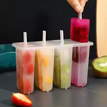 4-Cavity Reusable Ice Pop Mold Set – DIY Homemade Popsicle Maker with Sticks