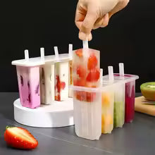 4-Cavity Reusable Ice Pop Mold Set – DIY Homemade Popsicle Maker with Sticks