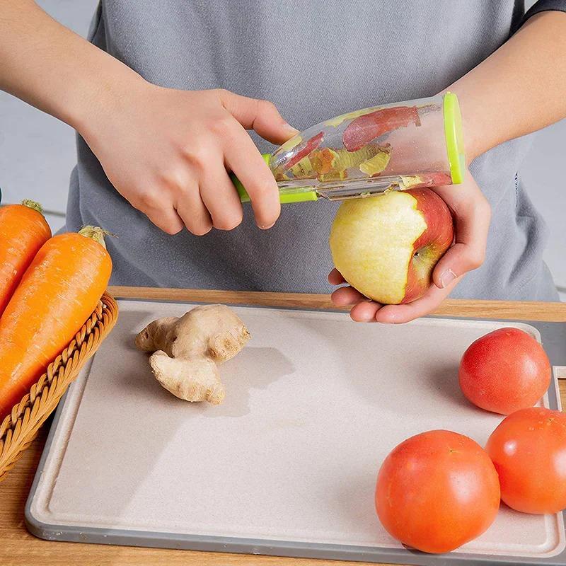 Transparent Apple Peeler with Green Lid for Kitchen