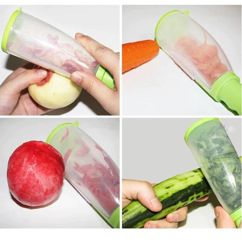 Transparent Apple Peeler with Green Lid for Kitchen